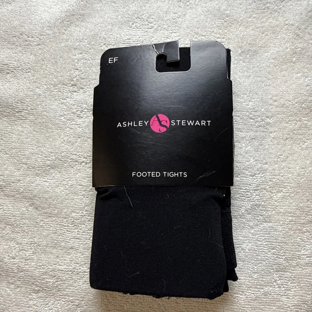 Ashley Stewart Footed Tights Black Plus Size EF NWT Extended Size Hosiery
